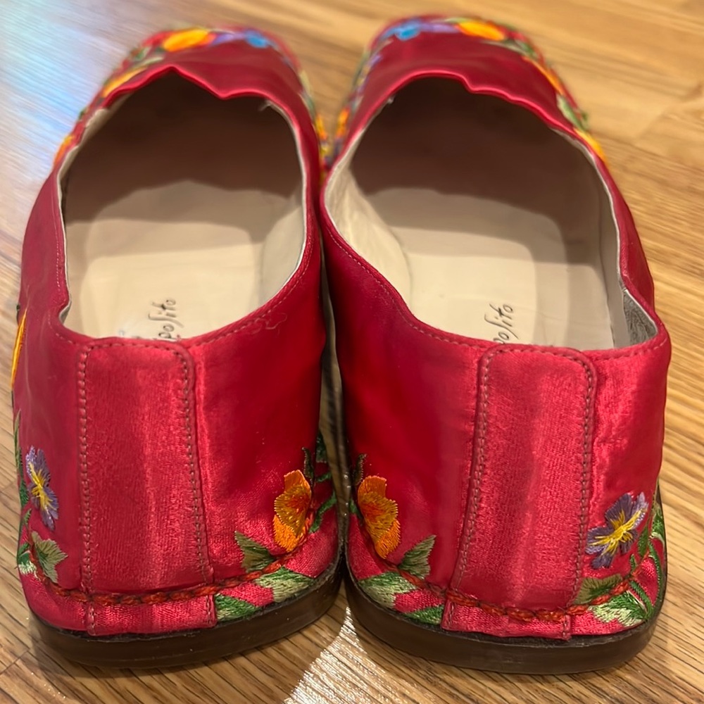 Ernesto Esposito Fuchsia Satin Floral‎ Embroidered Flats Made in Italy sz 38 - Picture 6 of 11